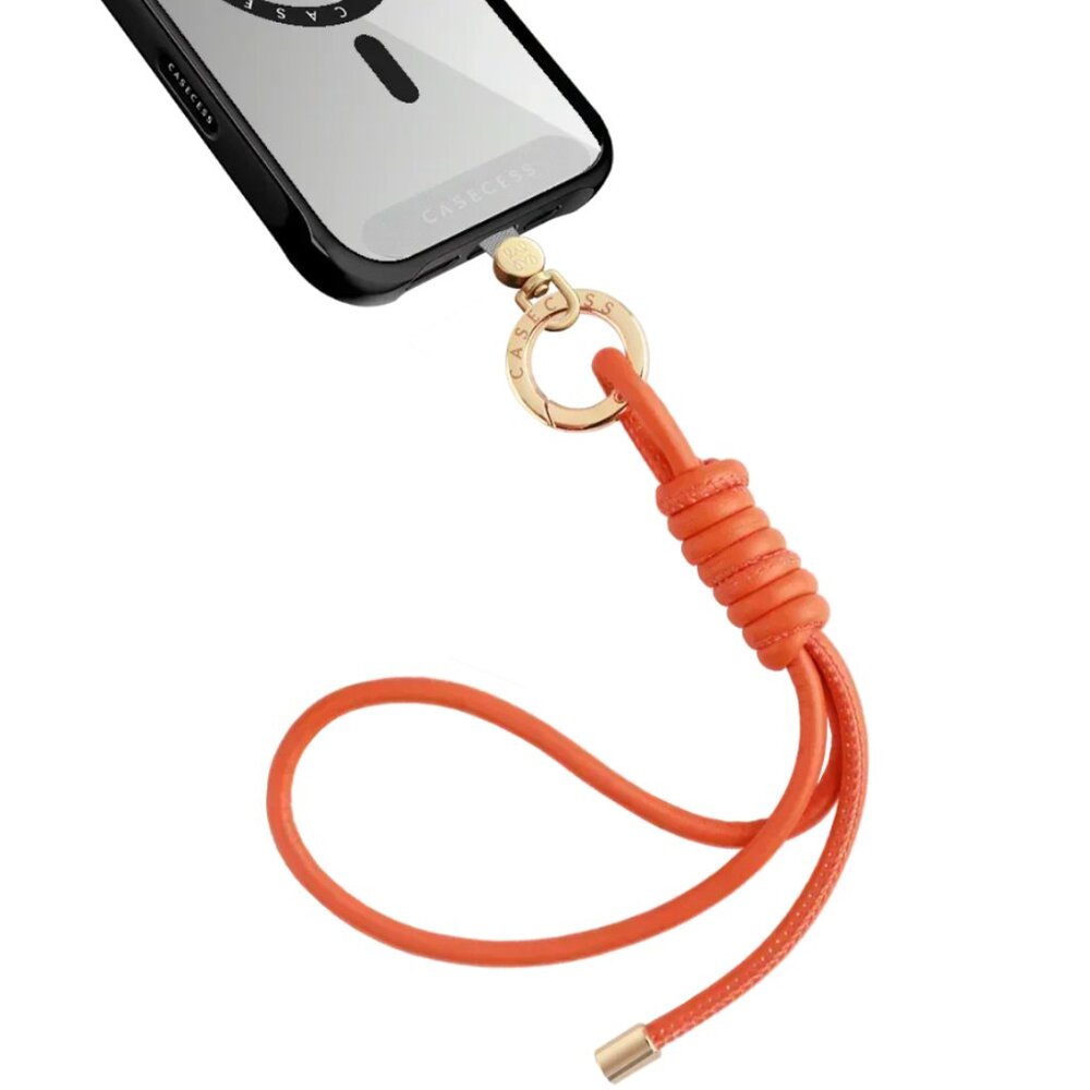 CASECESS WanderLoop Cell Phone Wrist Loop Cosmic Orange Leather Rope